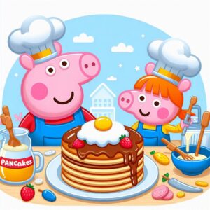 Peppa Pig flipping pancakes – Episode Pancakes with English subtitles