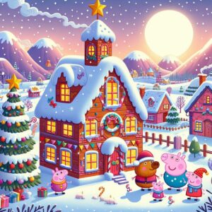 Peppa Pig and George playing in the snow Episode Snow with English subtitles