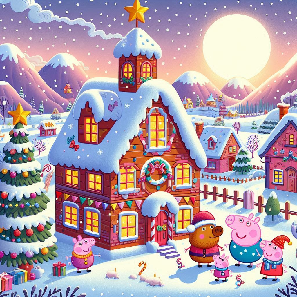 Peppa Pig and George playing in the snow Episode Snow with English subtitles