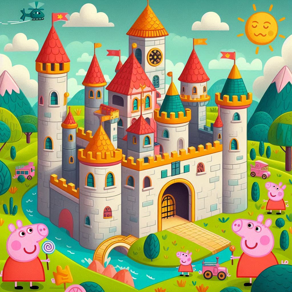Peppa Pig family visiting Windy Castle with English subtitles – Episode 28