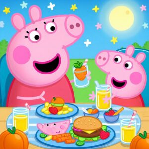 "Peppa Pig and George having a healthy lunch prepared by Mummy Pig – Episode 34 with English subtitles"
